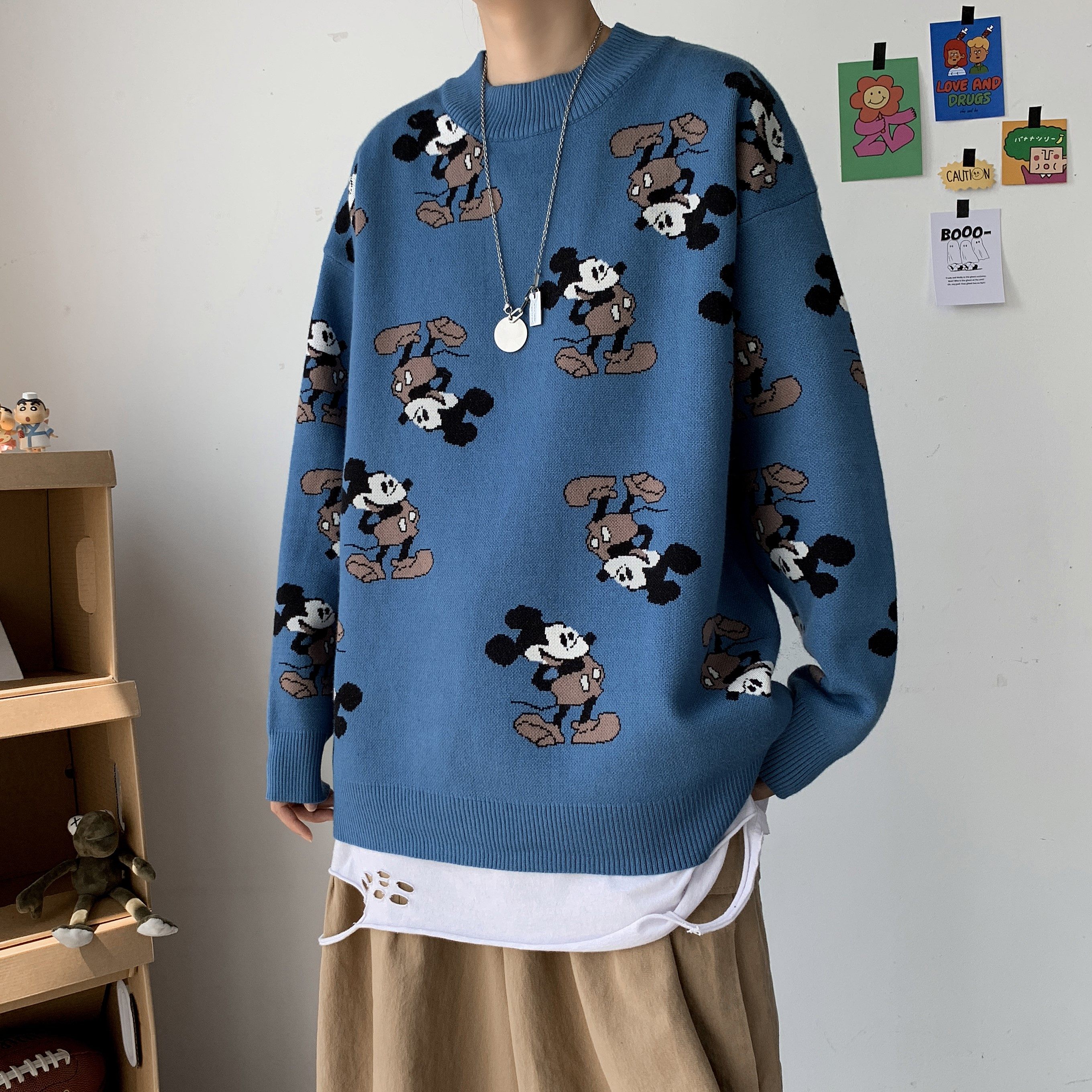 秋冬卡通情侣毛衣韩版宽松ins潮流上衣男女套头针织衫T813-P78,男装针织衫/毛衣,星座1501