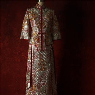 華芬嫁衣 原创龙凤褂 手绣褂皇 精细盘金绣 如意褂皇 北京店高定
