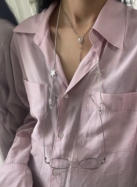 U.CA韩国ins纹理爱心眼镜链小众设计感onnuk同款刺绣ae十字架项链