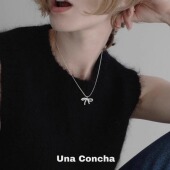 U.CA韩国bornete蝴蝶结串珠项链925纯银甜美小众设计玛瑙蛇骨链