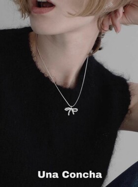 U.CA韩国bornete蝴蝶结串珠项链925纯银甜美小众设计玛瑙蛇骨链