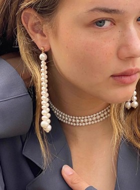 U.CA丹麦小众手工珍珠流苏耳环小众高级感toroon同款优雅气质耳钉