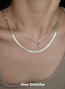 U.CA韩国souhait细蛇骨项链女纯银ins小众简约宝石锁骨链叠戴颈链