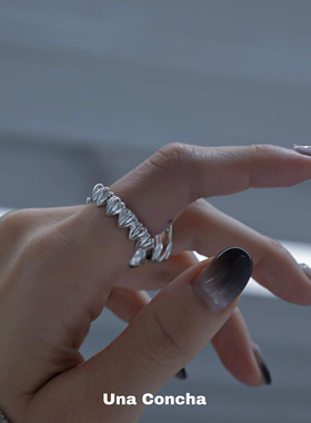 U.CA韩国silouhait立体爱心戒指女ins小众气质桃心食指戒叠戴指环