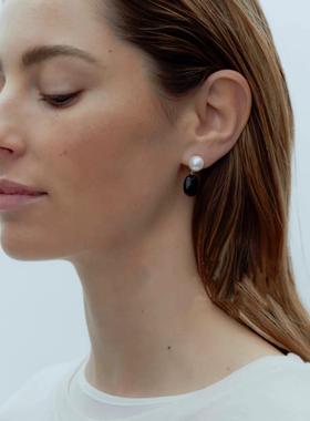 UCA丹麦复古ragbag黑玛瑙珍珠耳环ins博主同款法式高级感珍珠耳钉