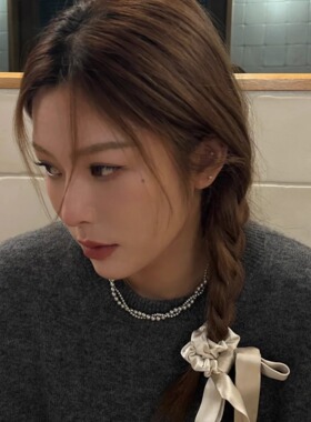 U.CA真多麻银灰色珍珠项链女秋冬毛衣链法式轻奢nana同款叠戴颈链