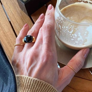 U.CA欧美Sophie Buhai经典黑玛瑙青金石戒指女小众设计高质感指环