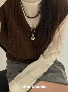 U.CA韩国about nice小众马鞍包项链不规则设计925纯银长款毛衣链