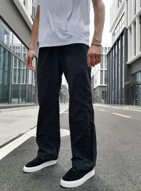 夏季薄款凉感裤男士宽松直筒裤垂感弯刀休闲西裤防晒速干冰丝长裤