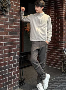 lulu同款秋季夹克男纯色立领外套户外Sojourn四面弹开衫长袖上衣