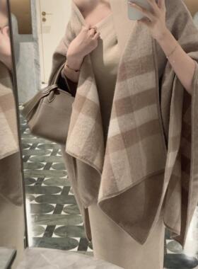 mmm collection 质感双面全羊毛气质披肩斗篷女秋冬优雅温柔外套