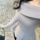mmm 针织衫 collection 斜领露肩优雅时髦收腰毛衣女秋冬气质修身