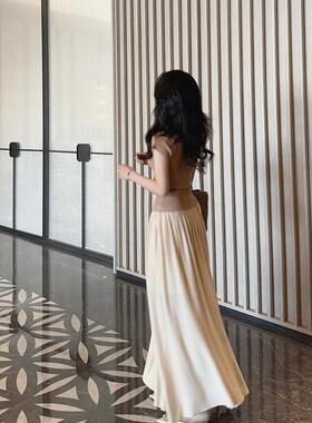 mmm collection 轻柔感半透天丝飘飘大裙摆气质半身裙女温柔长裙