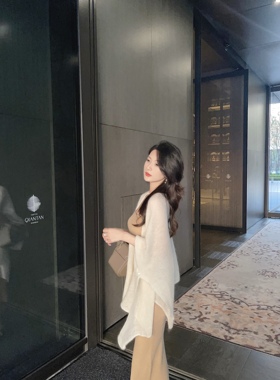 mmm collection 贵气美人氛围感半透羊毛马海毛披肩坎肩薄款开衫