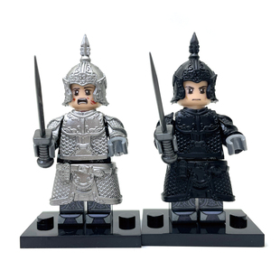中国积木积木人仔古代宋朝武士兵军事将领岳飞装甲第三方拼装玩具