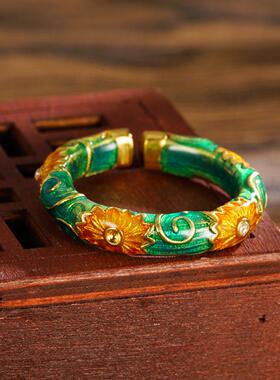 古法珐琅滴油太阳花开口戒