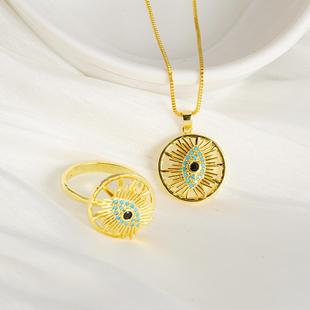 in简约沙金小众眼睛项链设计网红气质闪耀项链名族风夸张欧美风