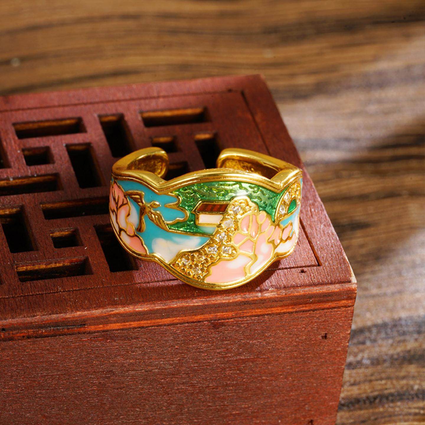 沙金开口戒指传承珐琅滴油青山绿水男女铜镀金手饰品义乌配饰,饰品/流行首饰/时尚饰品新,戒指/指环,淘宝优惠券,粉丝福利购,淘宝优惠卷