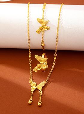 越南沙金双生花首饰套装