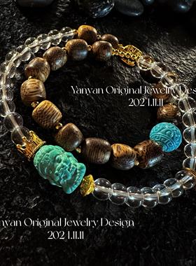 海南绿奇楠沉香六方手链