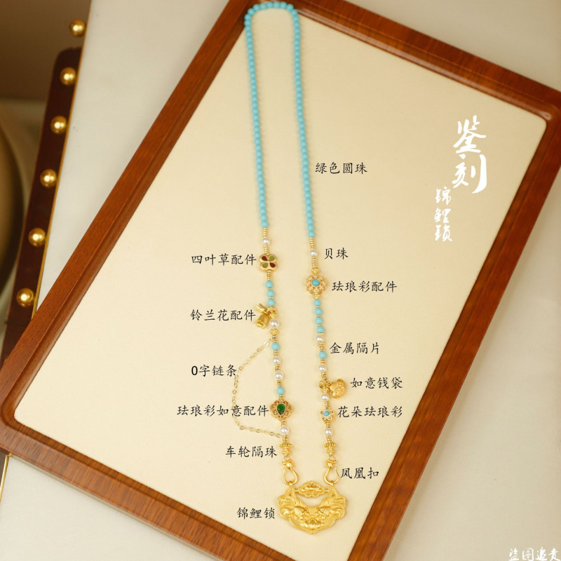 2023爆款热卖鉴刻锦鲤锁仿绿松贝