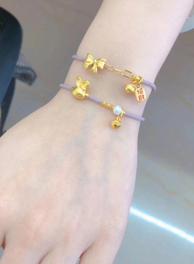 新款兔年香芋紫琉璃珠蝴蝶结甜甜