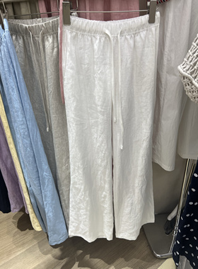 WINMORE正品夏季时尚新品直筒亚麻长裤时尚简约气质休闲麻裤85026