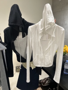 Flowless韩版连帽假两件上衣女2026春新款设计感显瘦开衫连帽外套