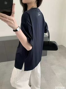 huacai韩版纯色圆领短袖T恤女2026夏新款宽松显瘦百搭上衣针织衫