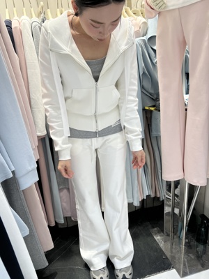 amy艾米春季新款时尚休闲连帽外套短袖+高腰阔腿裤三件套女26221