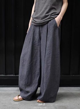 DVZ高品质100纯亚麻阔腿裤女2026新款宽松高腰松弛感休闲长裤9385