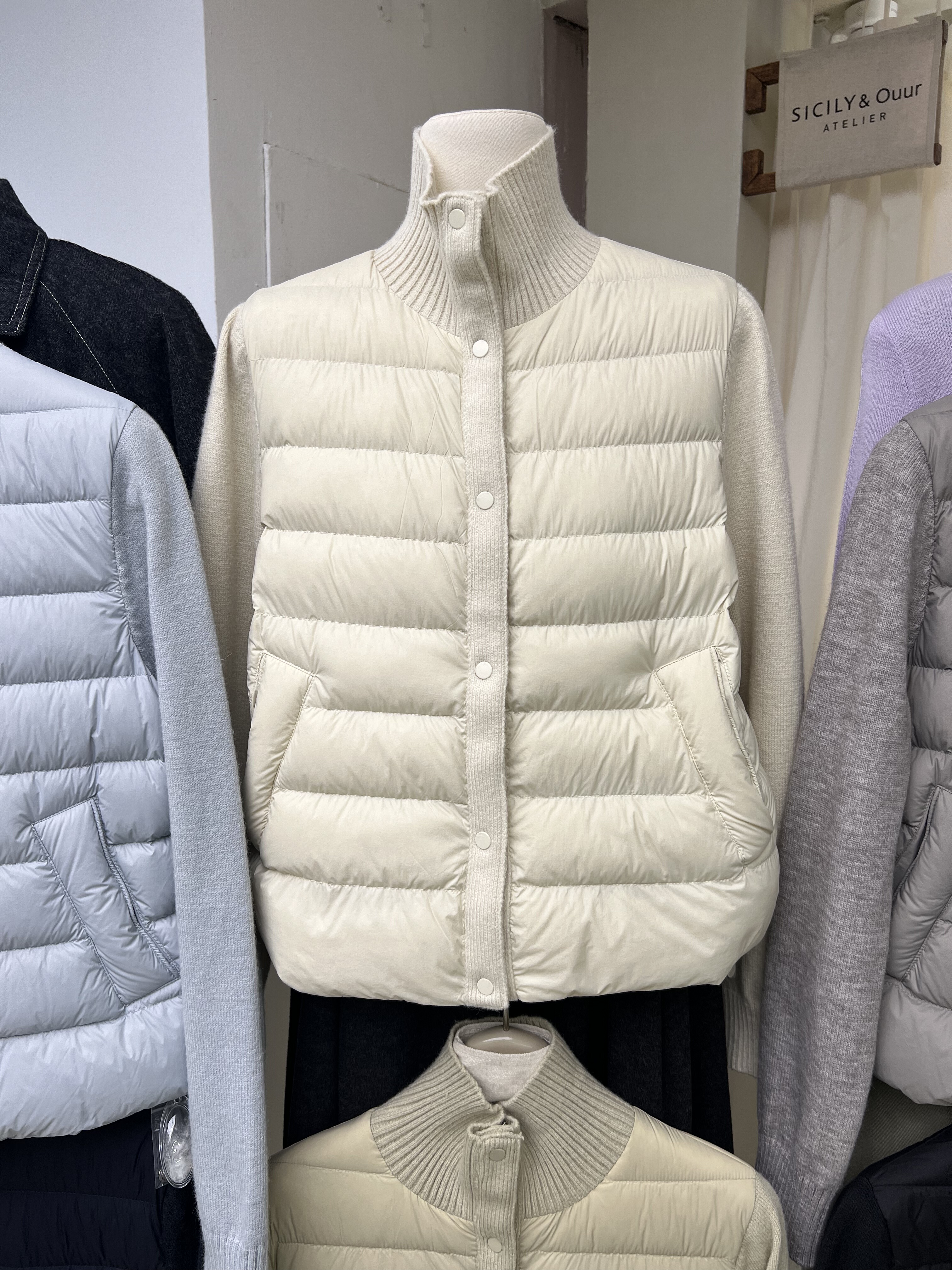 十三行轻薄90绒羽绒服外套女针织拼接上衣冬新款假两件白鸭绒夹克