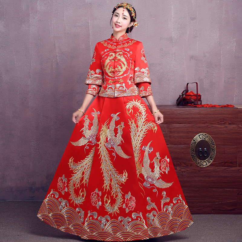 秀禾服2020新款古代新娘中式礼服婚纱敬酒服旗袍秀和服嫁衣龙凤褂