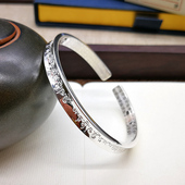 精品原创复古藏文药师9999纯银手镯窄版 证书 宽版 男女绕线手镯