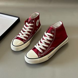 匡鞋子1970s帆布鞋男款高帮学生板鞋女款低帮酒红色运动鞋潮鞋男
