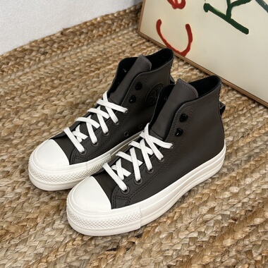 ALLSTAR LIFT咖色牛皮革加绒厚底休闲鞋A07941C