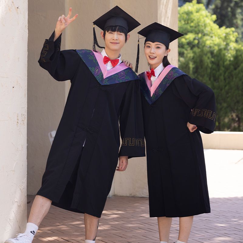 粉领学士服高端大学生毕业礼服学士本科成人礼袍演出文理工科学院