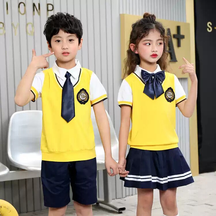 幼儿园园服夏装六一毕业照套装小学生夏季校服纯棉短袖班服英伦风