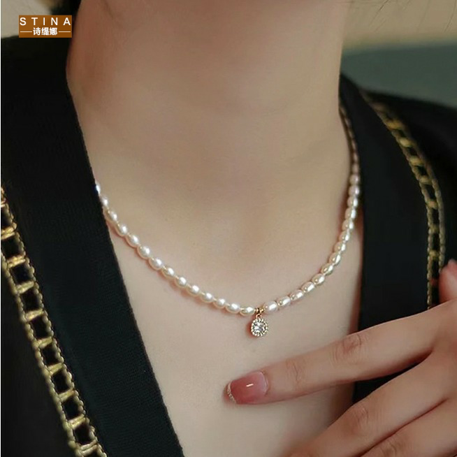 STINA5MM小粒米粒天然淡水珍珠项