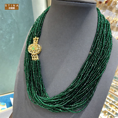STINA新款中古风饰品多股绿色满