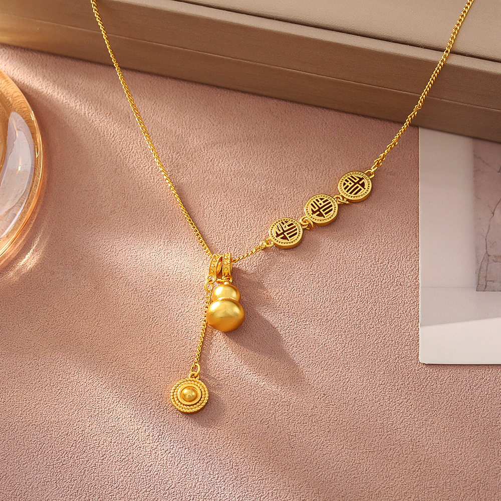 STINA金福字葫芦吊坠新中式复古百搭流苏项链气质百搭锁骨链全新