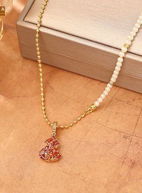 STINA超闪红色锆石葫芦吊坠项链