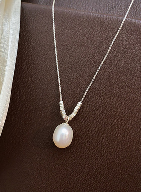 STINAS925纯银碎银子淡水珍珠吊