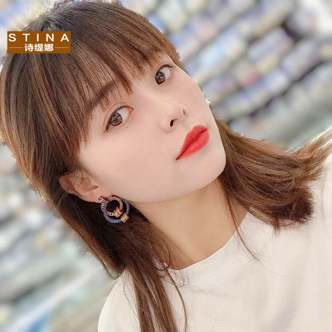STINA新款银针满钻镶嵌个风潮欧