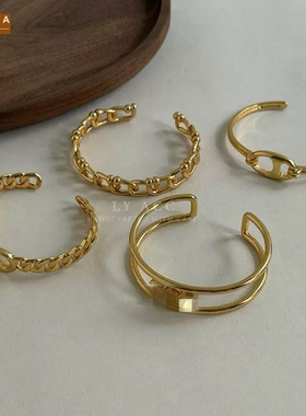 STINA中古轻奢金开口手镯猪鼻扣