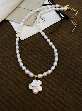 STINA淡水无核珍珠项链女白色吊