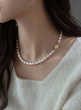 STINA创意磁吸扣淡水珍珠锁骨链