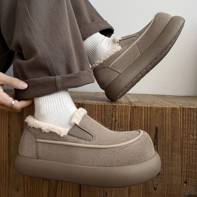 懒人一脚蹬冬季加绒乐福鞋