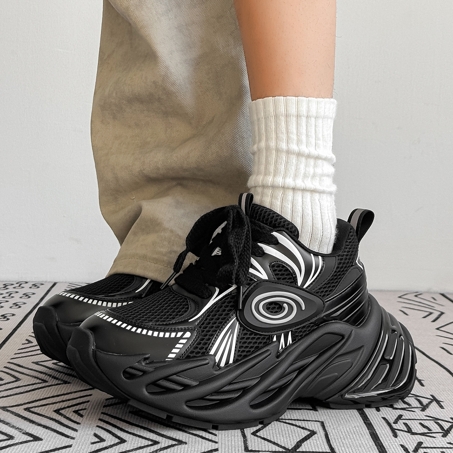 冬季新款10CM隐形内增高鞋子男女款老爹鞋小众潮牌厚底运动休闲鞋