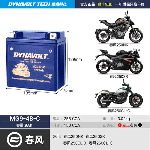 春风原厂250NK250SR猛狮12v电瓶